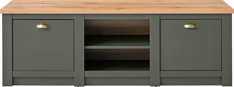 Comoda TV Cambridge, 152x45x51 cm, verde/stejar Wotan